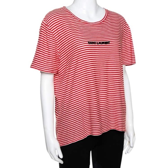 Saint Laurent Paris red and white striped t shirt - Picture 3 of 13